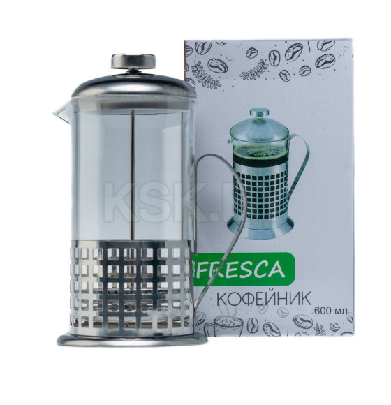 Кофейник с прессом стекло/металл 600 мл/20 см WY-S034-600 (WY-S034-600) 