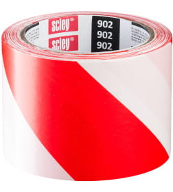 Лента сигнальная 75мм х 100м красно-белая SCLEY