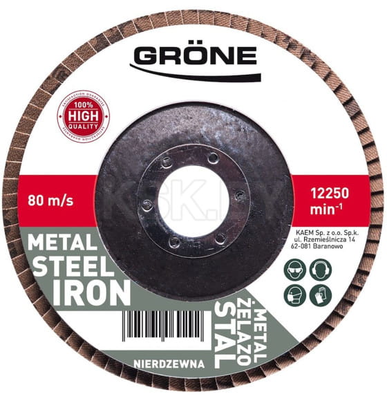 Диск шлифовальный лепестковый Т29 (цирконий) 125х22.2мм P60 GRONE (1070-411360) 
