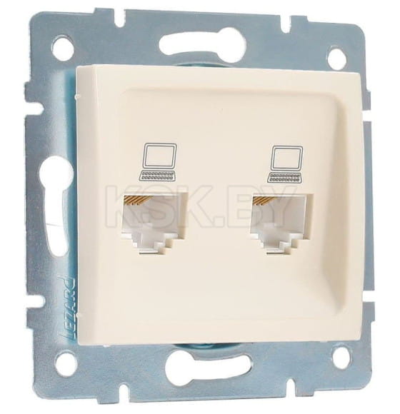 Розетка компьютерная двойная RJ45+RJ45 крем Karina Lezard (707-0388-141) 