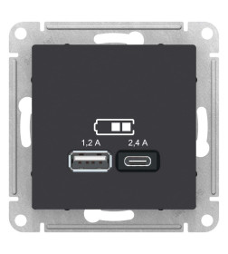 Розетка USB A+С, 5В/2,4А, 2х5В/1,2 А, механизм | ATN001039 | SE Atlasdesign Карбон