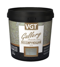 Состав лессирующий VGT "Gallery" полупрозрачный серебристо-белый, 0,9 кг