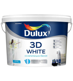 Краска водно-дисперсионная внутренняя DULUX  белая матовая 3D White, 9  л