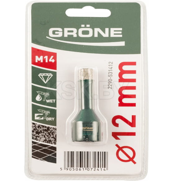 Коронка алмазная по керамограниту GRONE М14 12 мм (2290-531412) 