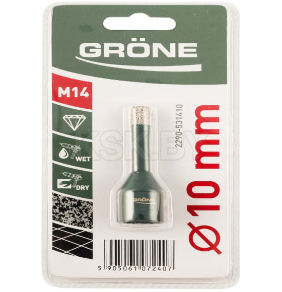 Коронка алмазная по керамограниту GRONE М14 10 мм (2290-531410) 