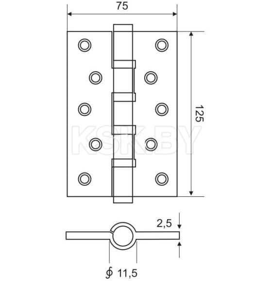 Петля врезная универсальная 125*75 MB (матовый черный) (упаковка 2 шт) (Арни)