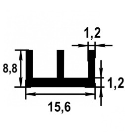 Профиль алюминиевый ш-образный 15,6x8,8х1,2х2000мм черный