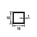 Трубка алюминиевая квадратная 10х10х1х2000мм белый (64305) 