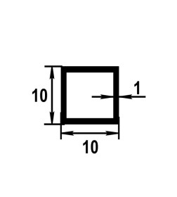 Трубка алюминиевая квадратная 10х10х1х2000мм белый