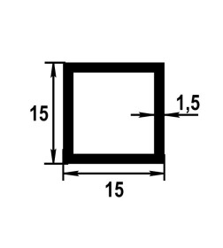 Трубка алюминиевая квадратная 15х15х1,5х2000мм белый