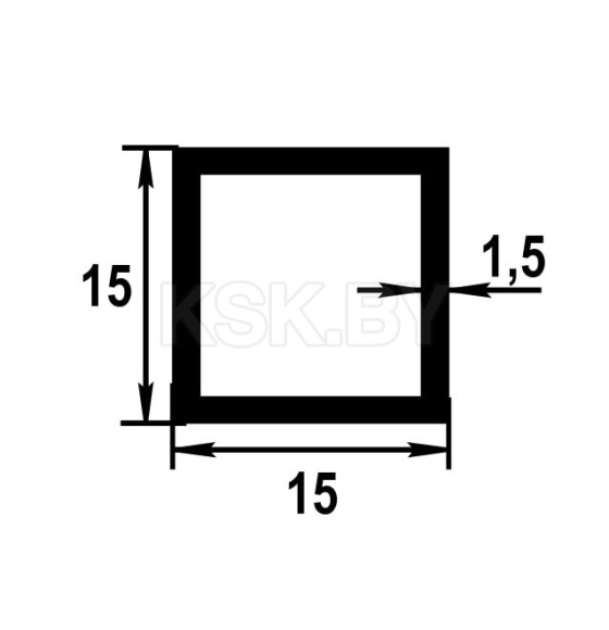 Трубка алюминиевая квадратная 15х15х1,5х1000мм черный (64306) 