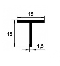 Тавр алюминиевый 15х15х1,5х2000мм белый