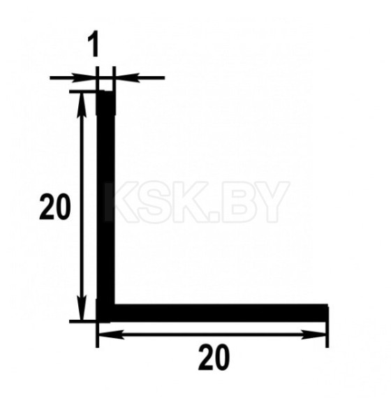 Уголок алюминиевый 20х20х1х1000мм черный (64358) 