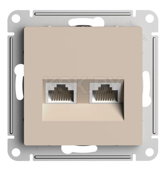 Розетка 2-ая компьютерная RJ45+RJ45, кат.5E, механизм SE Atlasdesign Песочный (ATN001285) 