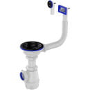 Сифон для кухни 3 1/2"х40 с черной мет.реш. с прямоуг/кругл. переливом с г.т. арт.B0185-29-MR (B0185-29-MR) 