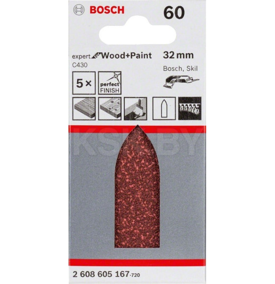 Шлифлист 32 мм К60 для GDA 280 (5 шт.) BOSCH 2608605167 (2608605167) 