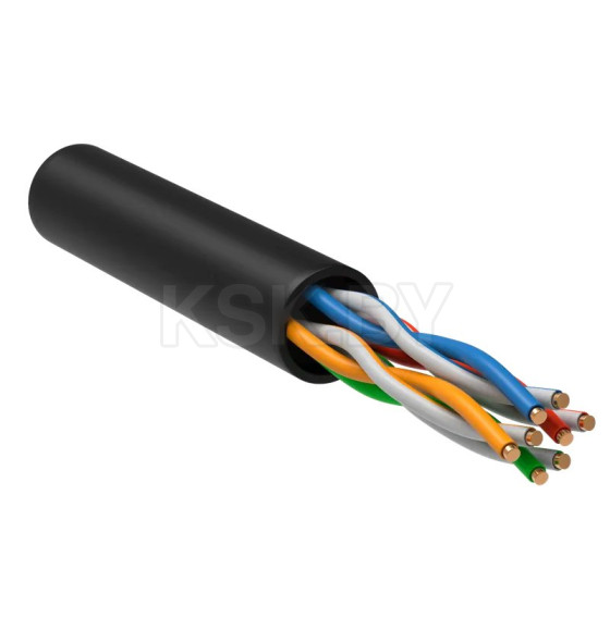 Кабель сетевой UTP CAT5E медь 4х2х24AWG solid LDPE черный уличный (305м) ITK (LC3-C5E04-139-100) 