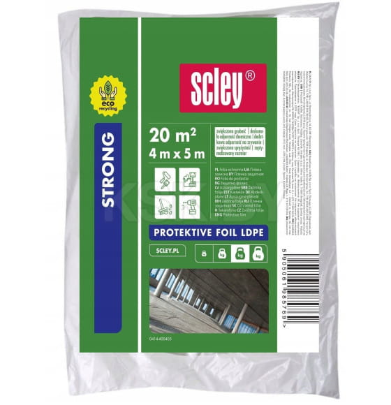 Пленка защитная вторичная 40 мкм, 4х5м LDPE SCLEY (0414-400405) 