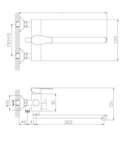 Смеситель Haiba для ванны, арт. HB22802