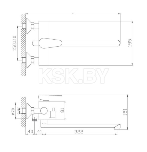 Смеситель Haiba для ванны, арт. HB22802 (HB22802) 