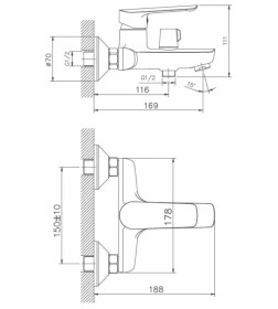 Смеситель Haiba для ванны, арт. HB60198