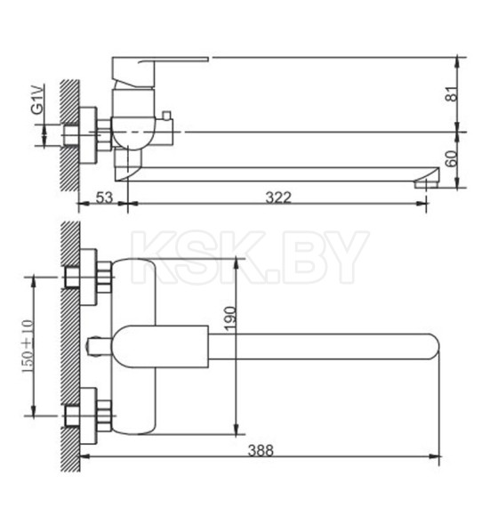 Смеситель Haiba для ванны, арт. HB22807 (HB22807) 