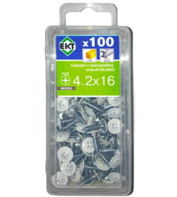 Саморез с п/ш, острый 4.2х16 RAL9003 (упак/100шт), ЕКТ