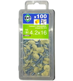 Саморез с п/ш, острый 4.2х16 RAL1014 (упак/100шт), ЕКТ