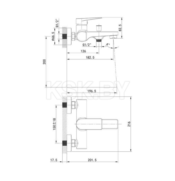 Смеситель для ванны IDDIS Bridge BRDSB00i02WA (BRDSB00i02WA) 