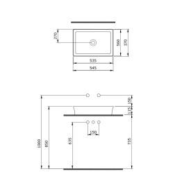 Раковина BERGES Ego SL накладная, 55x38 см, без отвесртия под смеситель