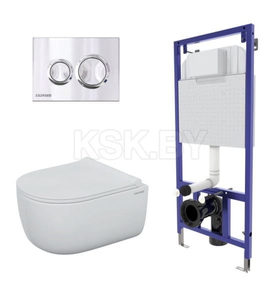 Комплект Berges 043249 (Инсталляция NOVUM 525, кнопка O3 хром глянец, унитаз EGO Rimless, сидение Okus Slim SO) (043249) 