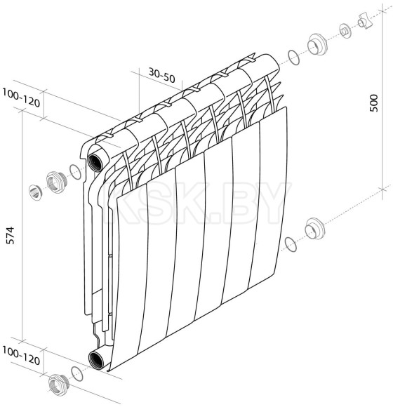 Радиатор Royal Thermo BiLiner 500 /Silver Satin - 4 секц. (НС-1176317) 