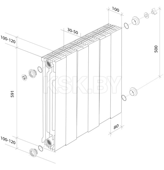 Радиатор Royal Thermo PianoForte 500 new/Silver Satin - 10 секц. (НС-1176335) 