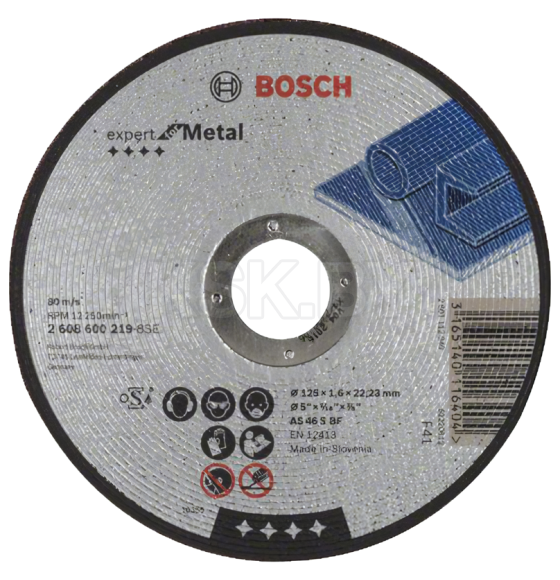 Диск отрезной по металлу 125х1.6х22 мм BOSCH 2608600219 (2608600219) 