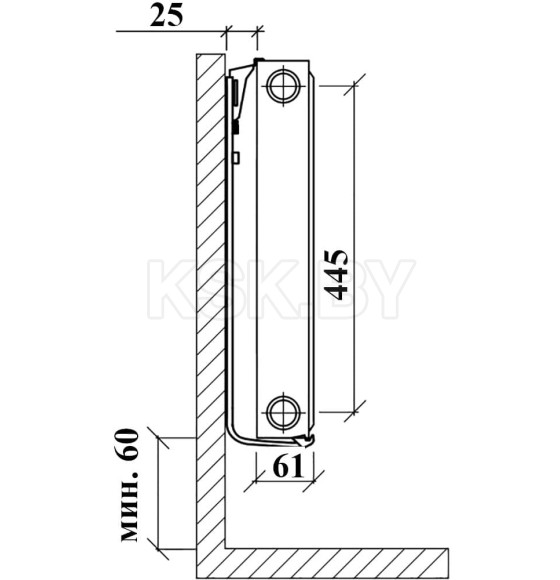 Радиатор стальной панельный Royal Thermo COMPACT (11) 500x500 бок (C11-500-500/9016) 