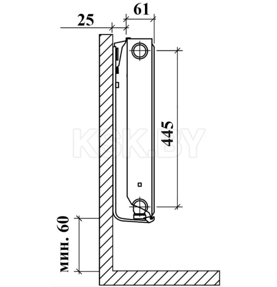 Радиатор стальной панельный Royal Thermo VENTIL COMPACT (11) 500x500 низ (VC11-500-500/9016) 