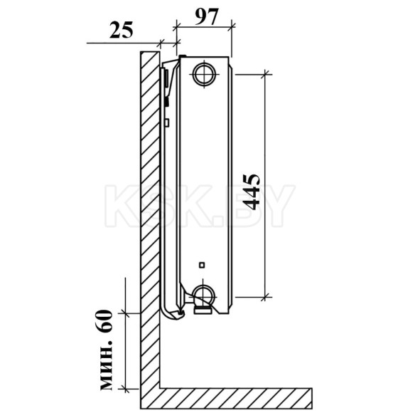 Радиатор стальной панельный Royal Thermo VENTIL COMPACT (22) 500x700 низ (VC22-500-700/9016) 