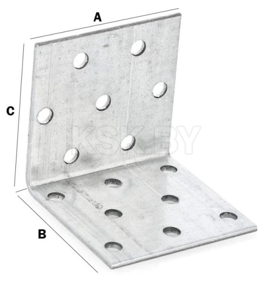 Крепежный уголок  равносторонний 40*60*60 мм KUR белый цинк (SMP-25838-1) 
