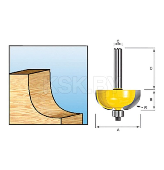 Фреза кромочная галтельная 22.22х12.7х8х32х2Т MAKITA D-11461 (D-11461) 