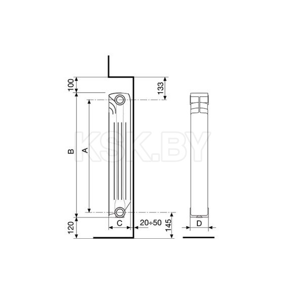 Радиатор алюминиевый Nova Florida Extrathermserir SUPER B4 500/100 WHITE  nova Florida/12с