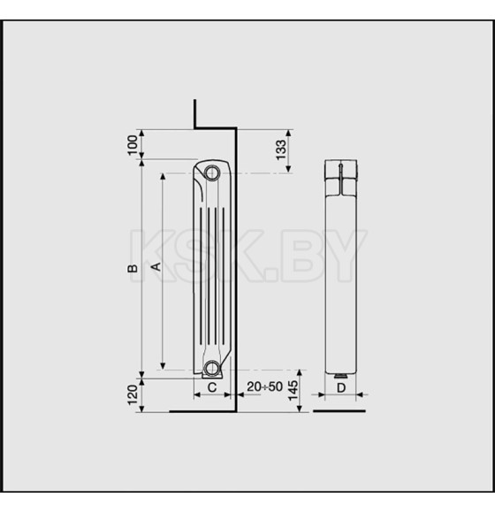 Радиатор алюминиевый Nova Florida Aleternum B4 500/100 WHITE  nova Florida/3c