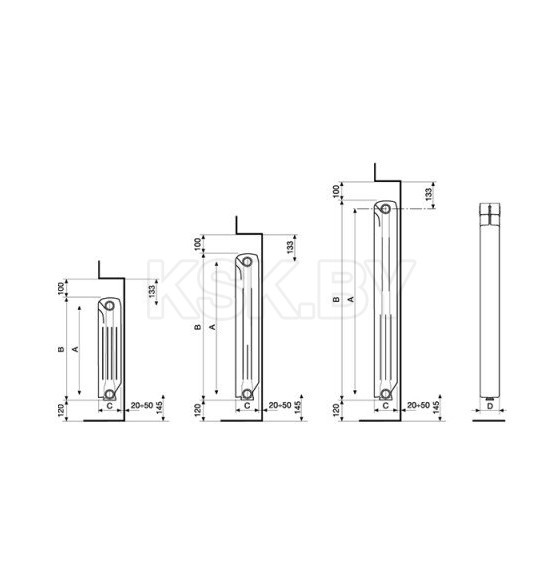 Радиатор алюминиевый Nova Florida BIG D3 500/100 WHITE  nova Florida/7с