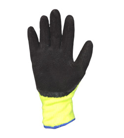 Перчатки акриловые вспененное латексное покрытие, лимонный/черный