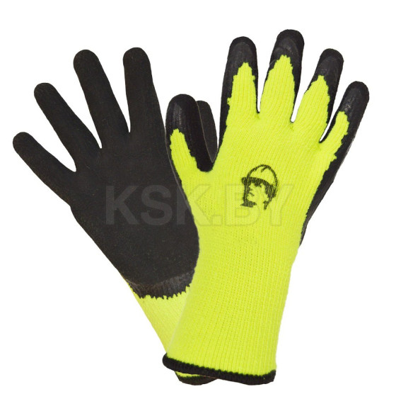 Перчатки акриловые вспененное латексное покрытие, лимонный/черный (017.Р6102.12) 