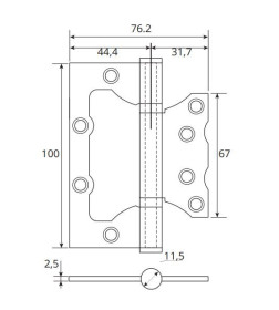 Петля накладная Avers 100*75*2,5-B2-GM (упаковка 1 шт)