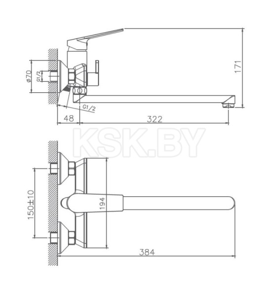 Смеситель Haiba для ванны пепельный (HB22533-3) 