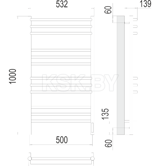 Полотенцесушитель Прато sensor quick touch П12 500х1000 (4670078527134) 