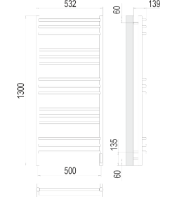 Полотенцесушитель Прато sensor quick touch П15 500х1300