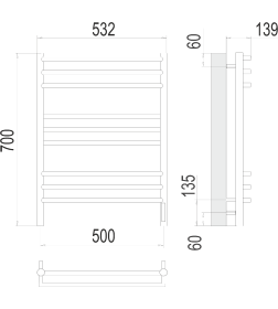 Полотенцесушитель Прато sensor quick touch П9 500х700