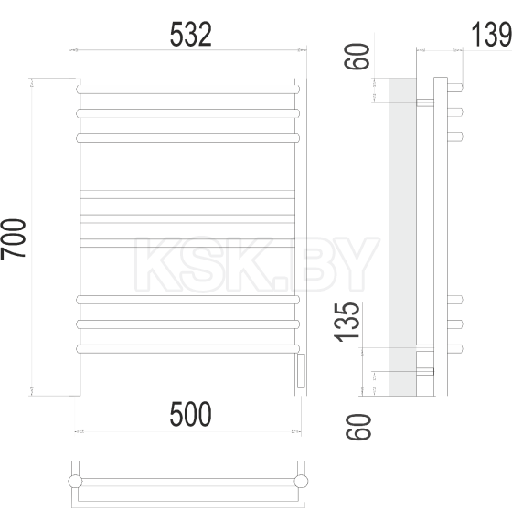 Полотенцесушитель Прато sensor quick touch П9 500х700 (4670078531506) 